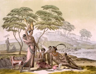 Tom II, tabl. 64, wybrzeże południowo-wschodnie: czarna ludność, z „Le Costume Ancien et Moderne”, około 1820-40